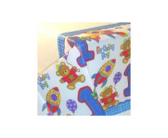 1st Birthday Blue Hugs & Stitches Tablecover